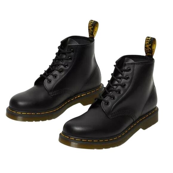 Dr. Martens 101 Yellow Stitch Ankle Boots Womens US 10 EU 42 Black Leather NWOB - Picture 2 of 13